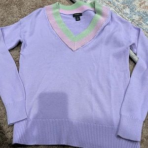 Halogen Sweater Lavender cotton blend V-Neck Pullover‎